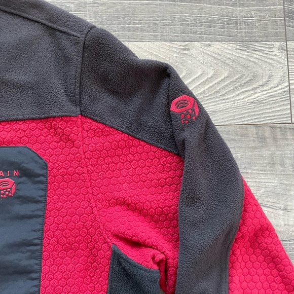 Mountain Hardwear Octans Fleece Jacket Men's LARGE Red Black Full Zip Textured - Picture 8 of 14